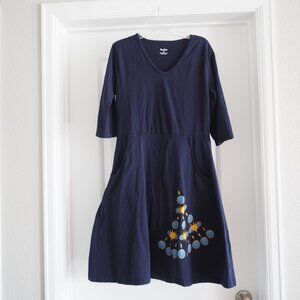 Svaha Age 10 Girls Navy Blue Kids Twirl Dress Atom Reaction Design 3/4 Sleeves